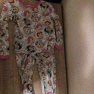 Disney Princess Gray Pajamas 6 Pants Long Sleeve Jasmine Belle Ariel Rapunzel